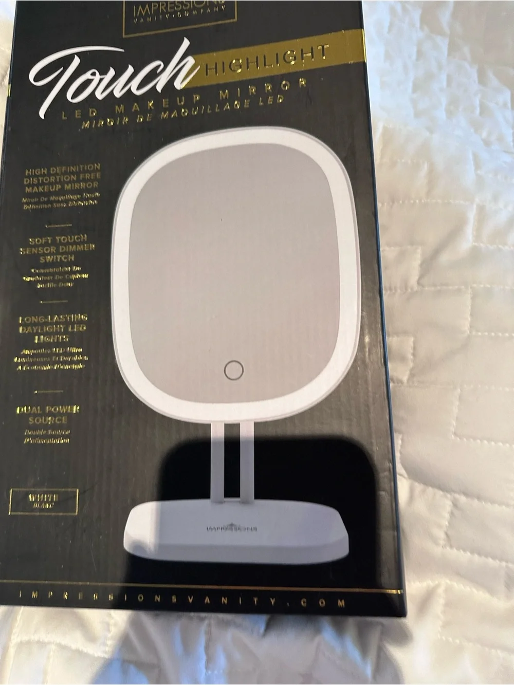 IMPRESSIONS White TOUCH Highlight LED Makeup Mirror NEW